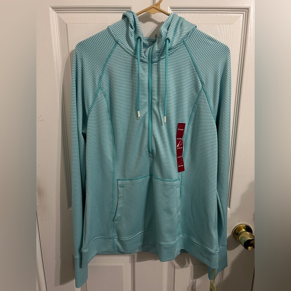 Tangerine XL Mint Polka Dot/Stripe half zip Hoodie